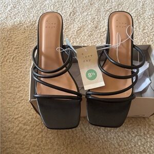 A New Day Black Strappy Heels